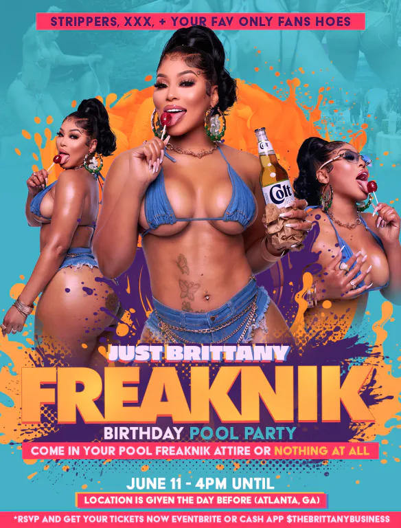 JustBrittany - Freaknik Birthday Pool Party Event Flyer
